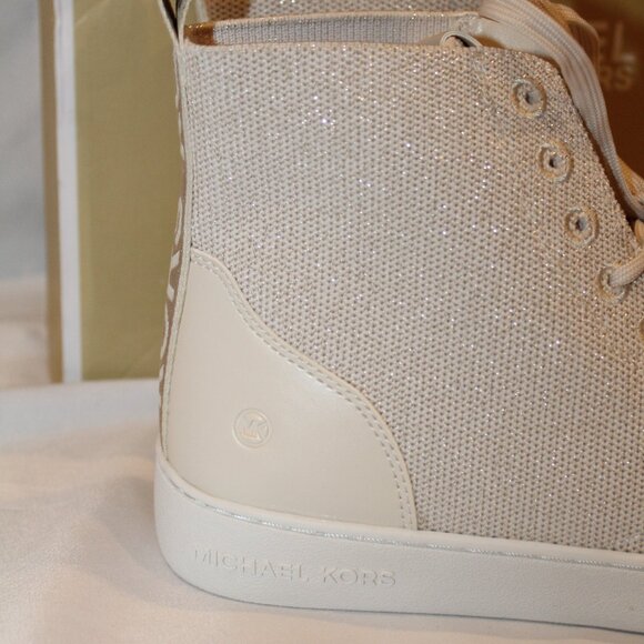 NIB MICHAEL KORS WOMEN'S CREAM GOLD HIGH TOP SNEAKERS SZ 8 - Picture 5 of 7
